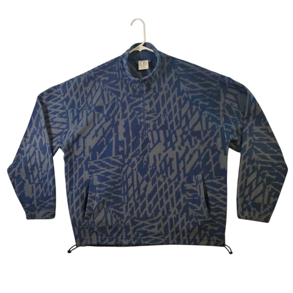 Polar Skate Co TK Fleece 1/4 Zip Pullover Size XL Blue Grey Tynan Kerr Art SS23